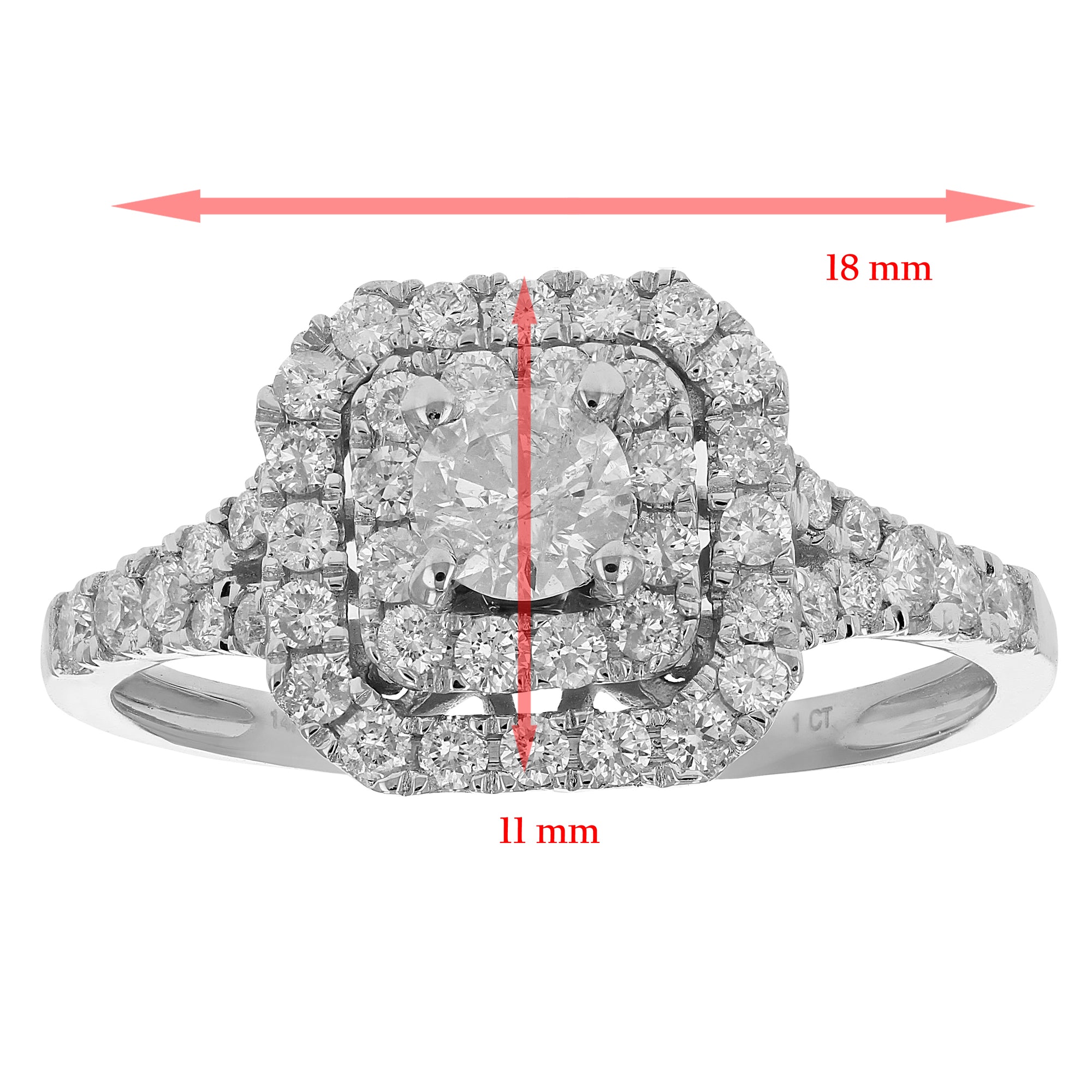 7/8 cttw Diamond Wedding Engagement Ring 14K White Gold Halo Prong Set Bridal