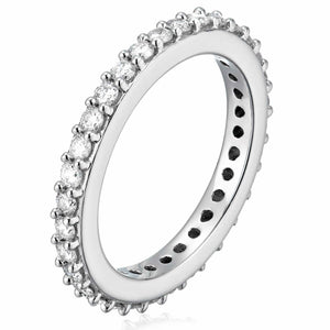 1 cttw Diamond Eternity Ring for Women, Wedding Band in 14K White Gold Prong Set, Size 4.5-9