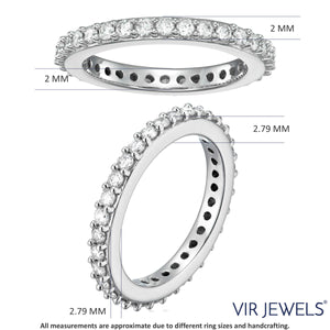 1 cttw Diamond Eternity Ring for Women, Wedding Band in 14K White Gold Prong Set, Size 4.5-9