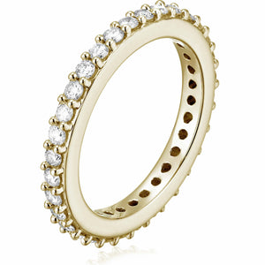1 cttw Diamond Eternity Ring for Women, Wedding Band in 14K Yellow Gold Prong Set, Size 4.5-9