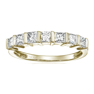 1/2 cttw Princess Cut Diamond Wedding Band for Women in 14K Yellow Gold Channel Set Ring, Size 5-9
