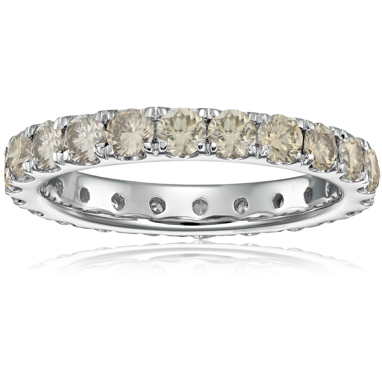3 cttw Champagne Diamond Eternity Ring for Women, Wedding Band in 14K White Gold, Size 6-9