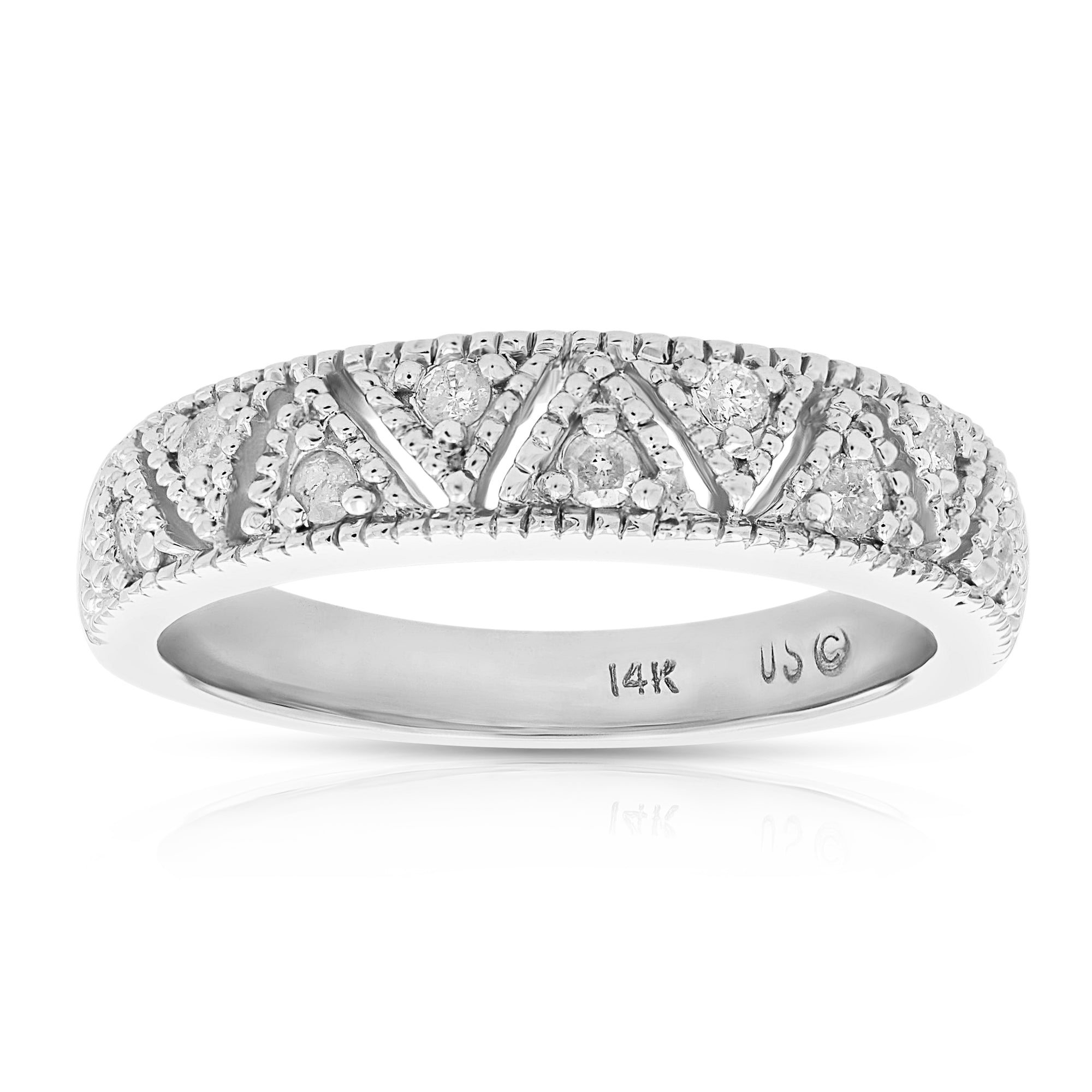 0.18 cttw Diamond Wedding Band 14K White Gold Size 7
