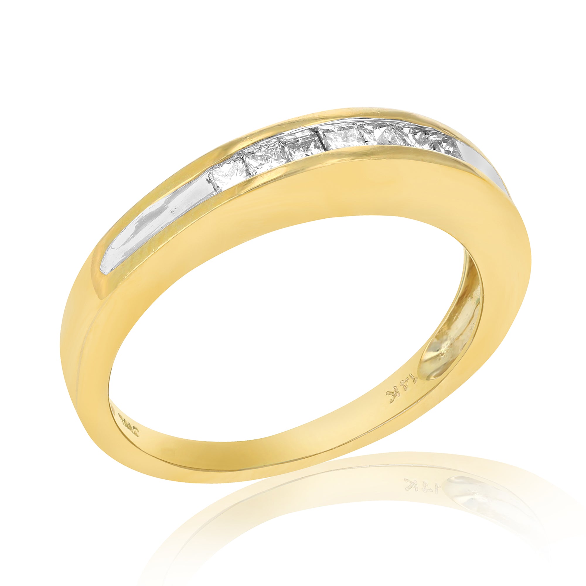0.25 cttw Diamond Princess Wedding Band in 14K Yellow Gold Size 7