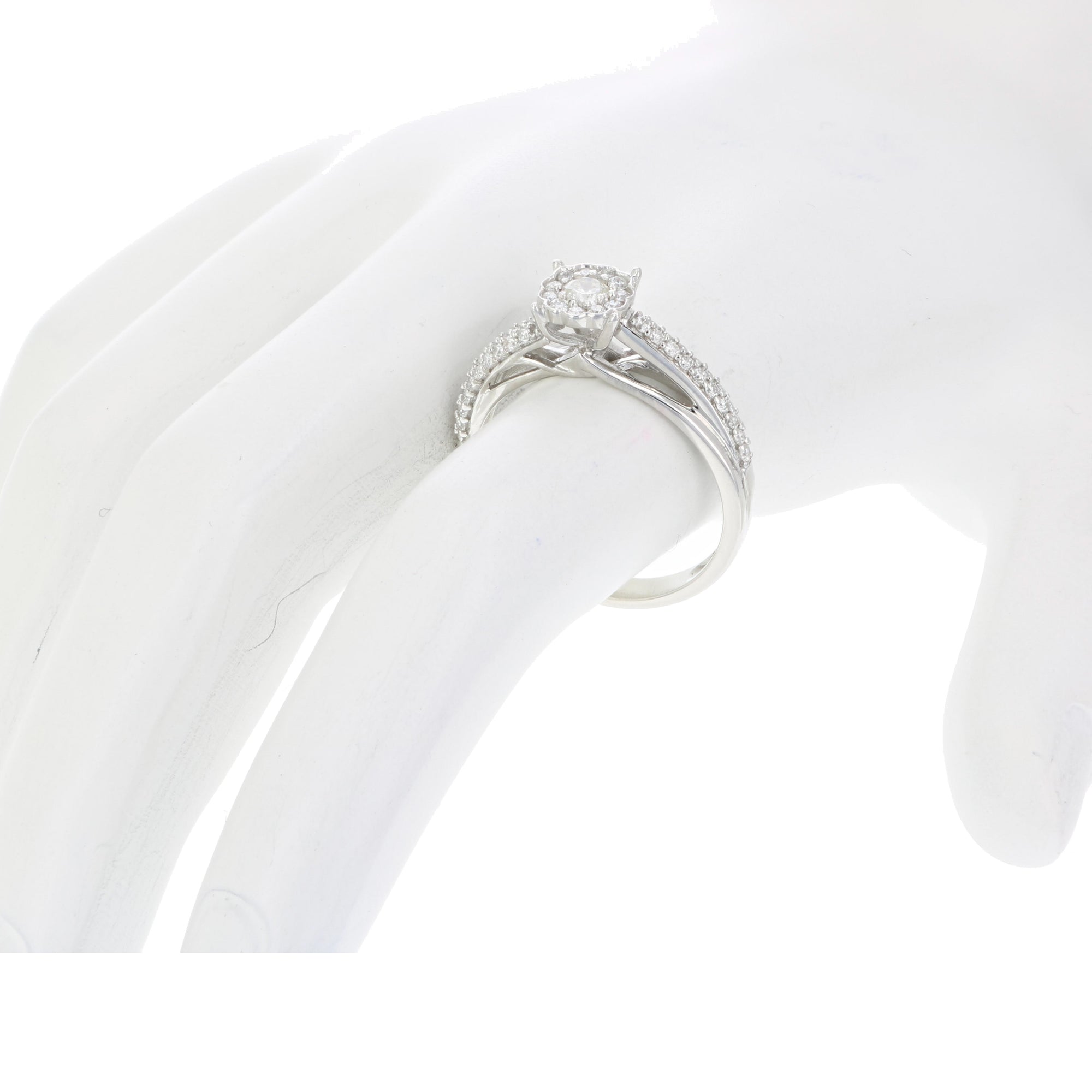 1/2 cttw Diamond Engagement Ring 14K White Gold Cluster Composite Bridal Wedding