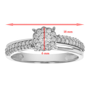 1/2 cttw Diamond Engagement Ring 14K White Gold Cluster Composite Bridal Wedding