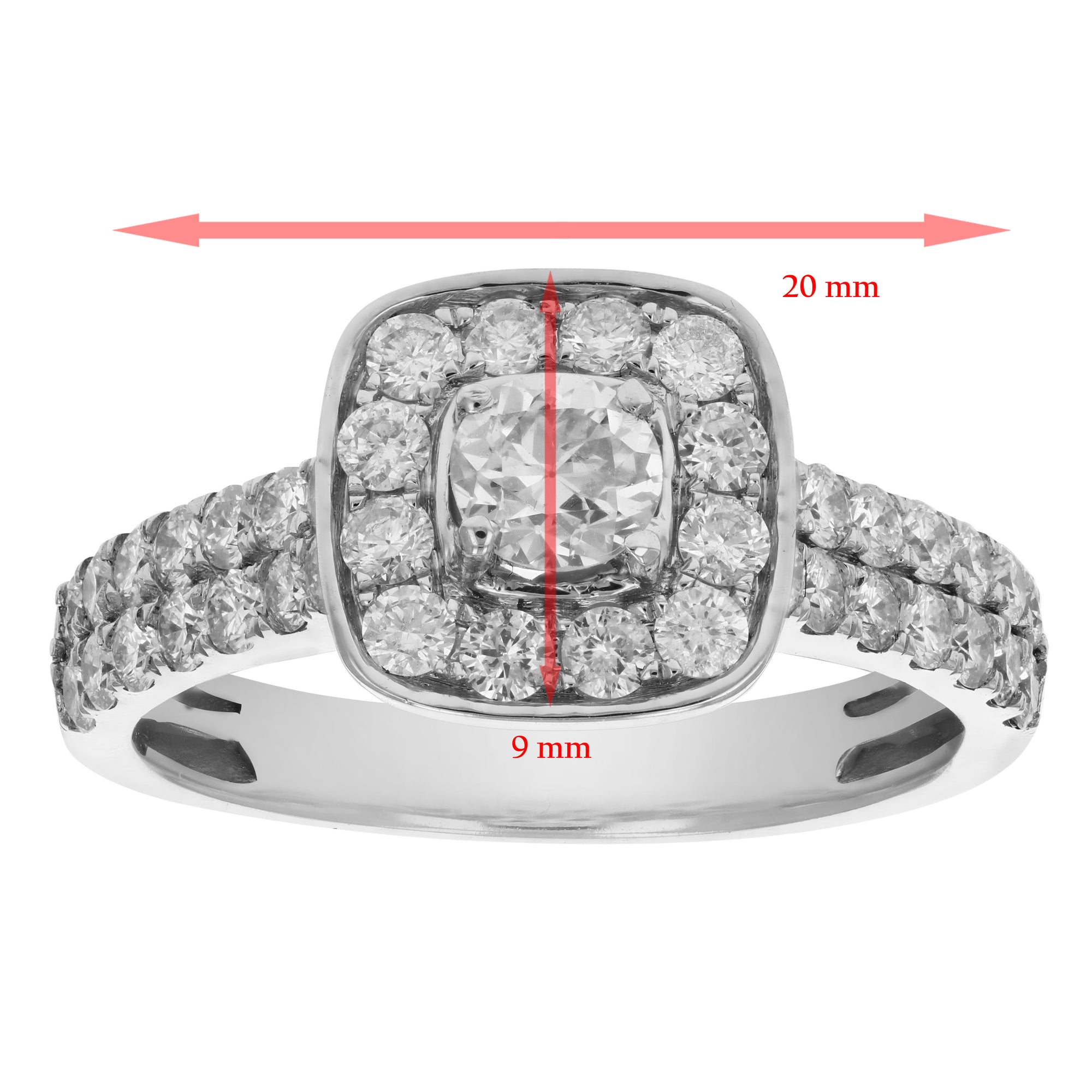 2 cttw Diamond Wedding Engagement Ring Set 14K White Gold Bridal Style Cushion