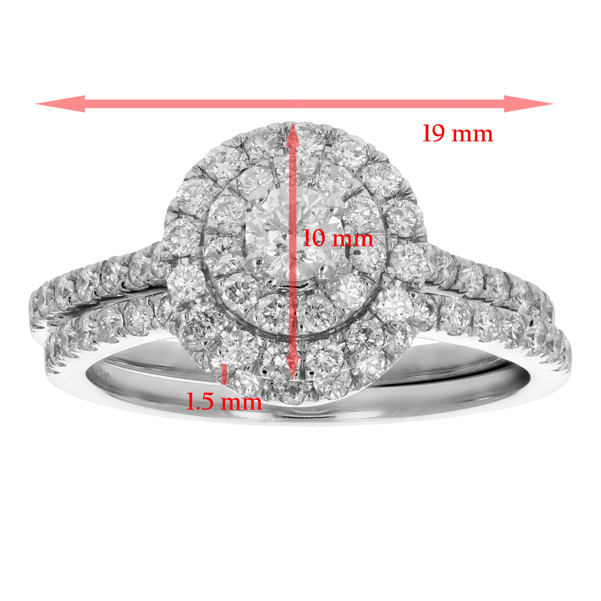 7/8 cttw Diamond Wedding Engagement Ring Set 14K White Gold Round Bridal Style