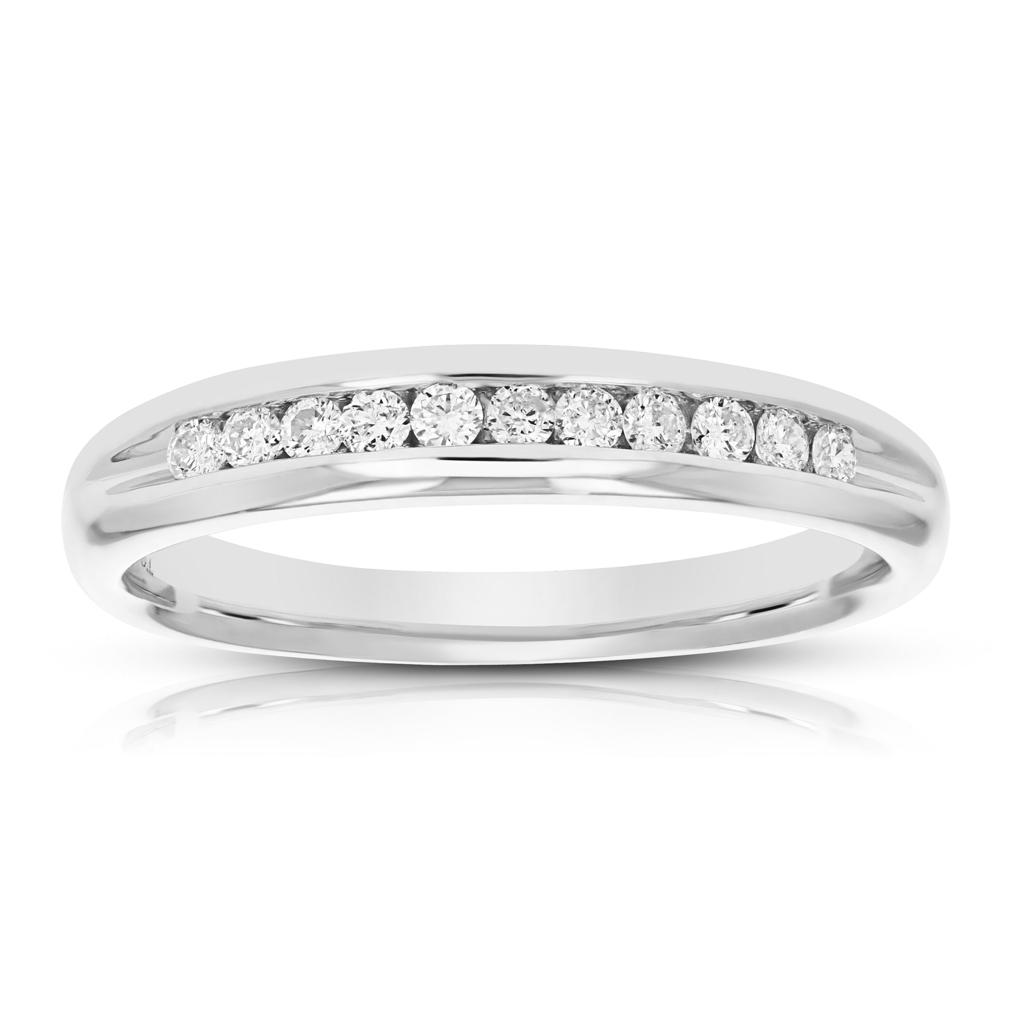 1/4 cttw Diamond Wedding Band for Women, Comfort Fit Diamond Wedding Band in 14K White Gold Channel Set Ring, Size 4.5-10