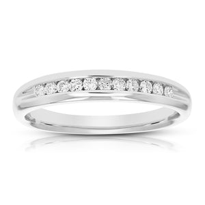 1/4 cttw Diamond Wedding Band for Women, Comfort Fit Diamond Wedding Band in 14K White Gold Channel Set Ring, Size 4.5-10