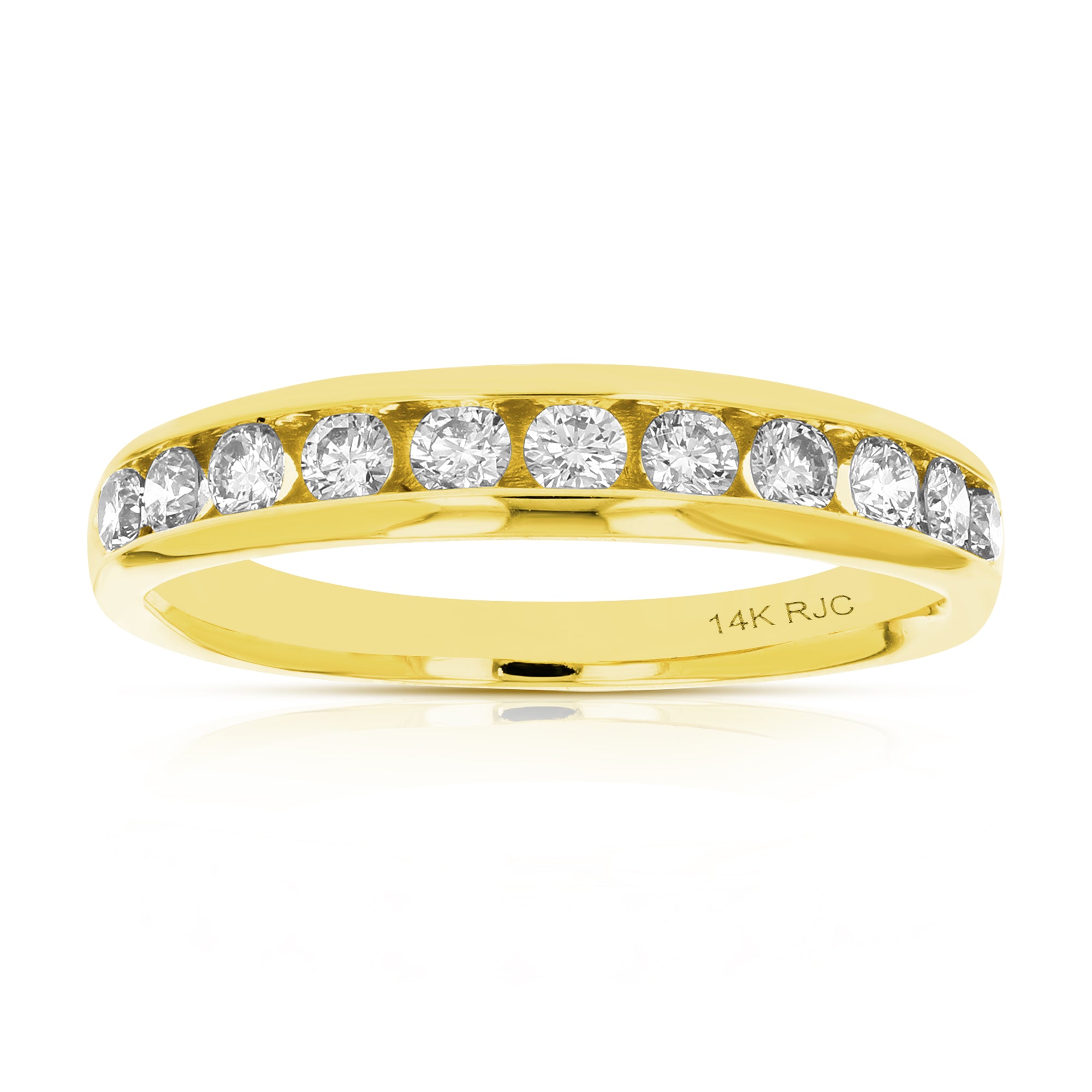 1/2 cttw Diamond Wedding Band for Women, Comfort Fit Diamond Wedding Band in 14K Yellow Gold Channel Set, Size 4.5-10