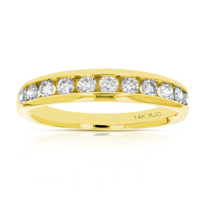 1/2 cttw Diamond Wedding Band for Women, Comfort Fit Diamond Wedding Band in 14K Yellow Gold Channel Set, Size 4.5-10