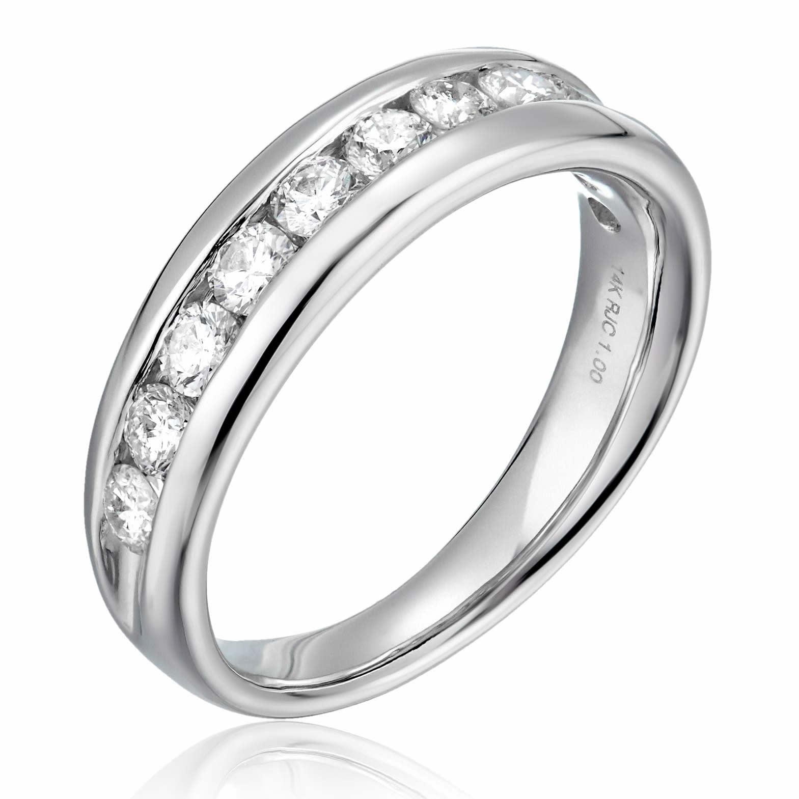 1/2 cttw Diamond Wedding Band for Women, Comfort Fit Diamond Wedding Band in 14K White Gold Channel Set, Size 4.5-10