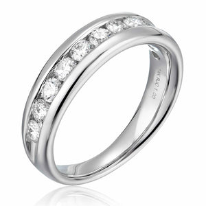 1 cttw Diamond Wedding Band for Women, Comfort Fit Diamond Wedding Band in 14K White Gold Channel Set, Size 4.5-10