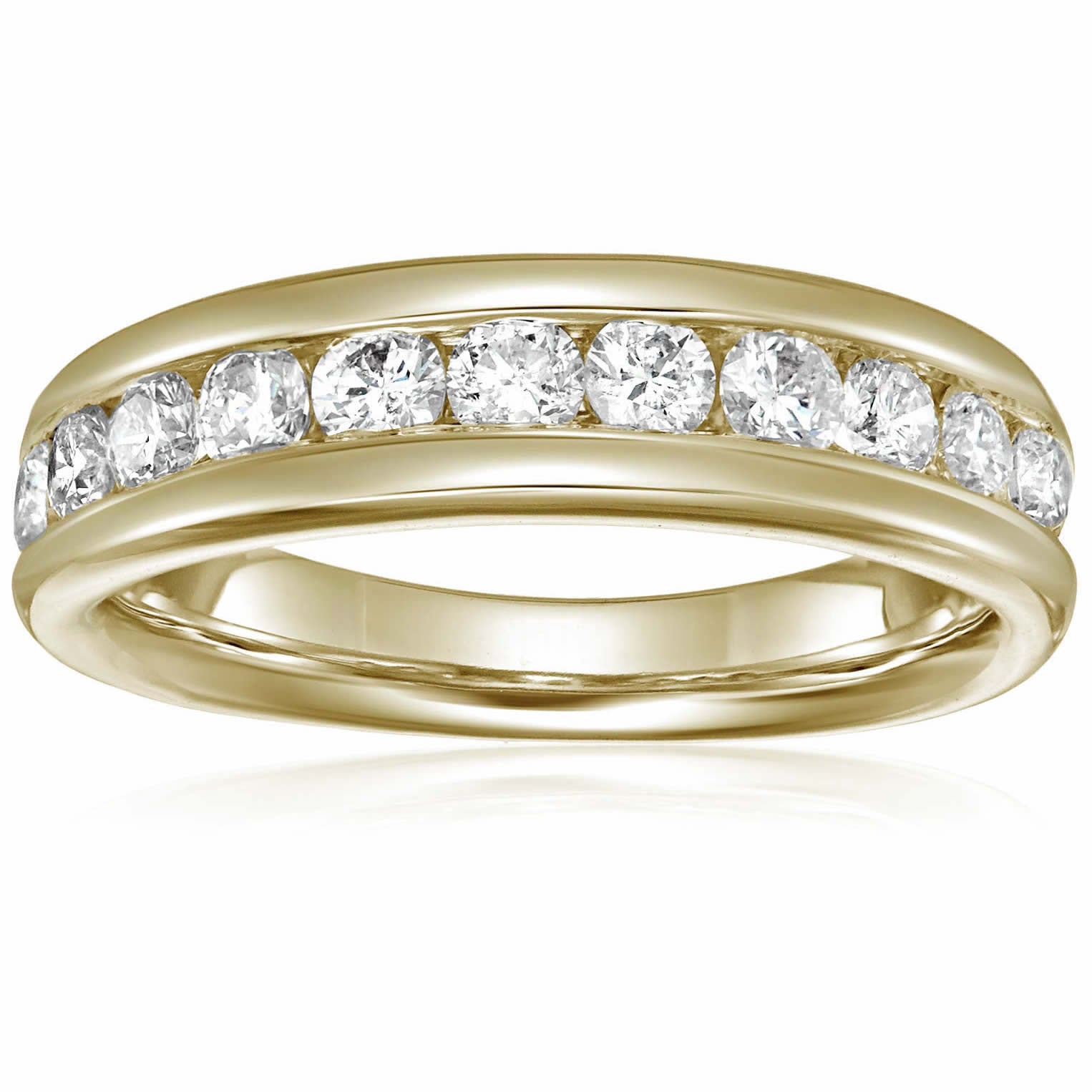 1/2 cttw Diamond Wedding Band for Women, Comfort Fit Diamond Wedding Band in 14K Yellow Gold Channel Set, Size 4.5-10