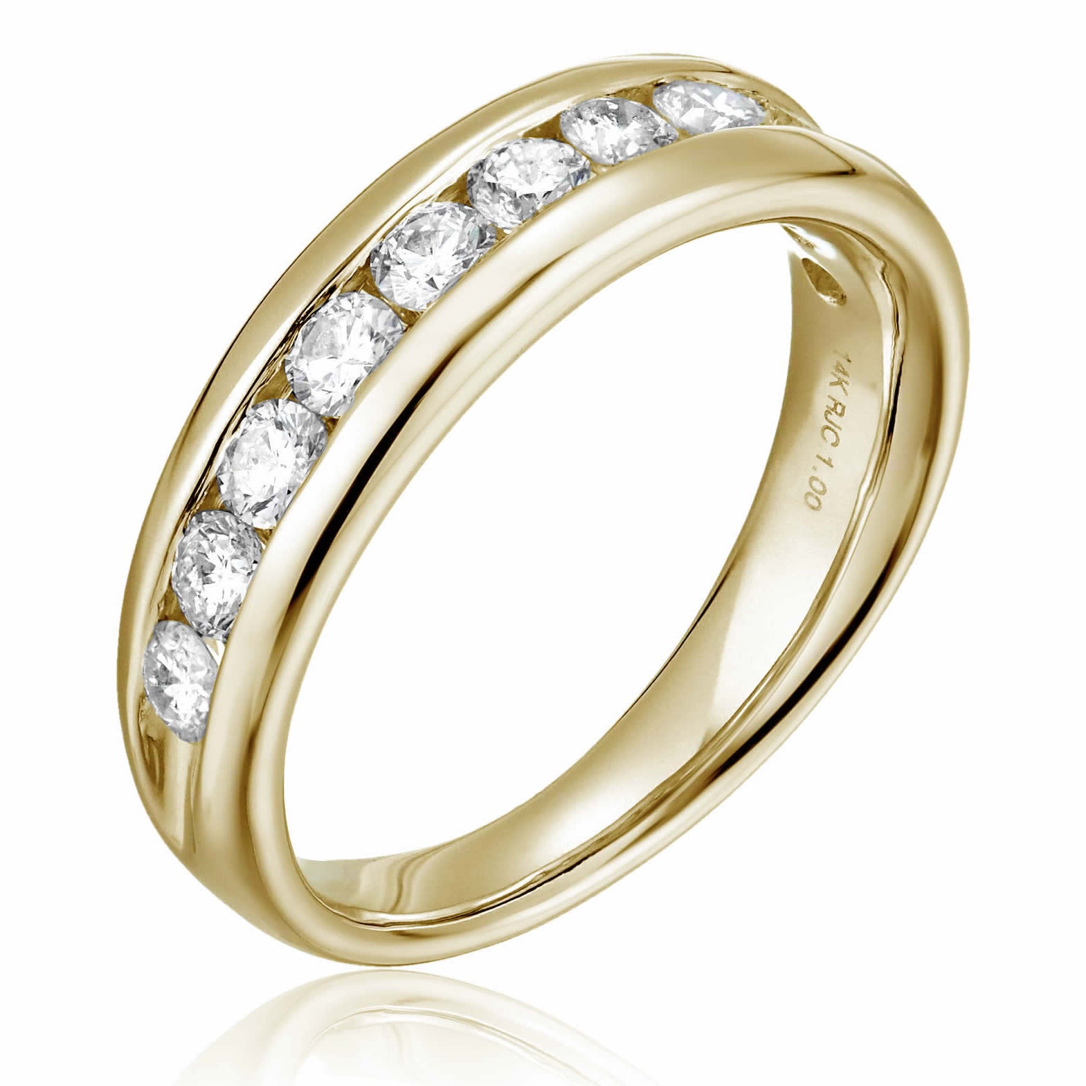 1/2 cttw Diamond Wedding Band for Women, Comfort Fit Diamond Wedding Band in 14K Yellow Gold Channel Set, Size 4.5-10