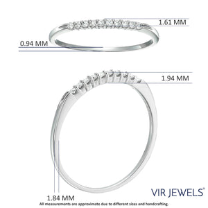 1/10 cttw Petite Diamond Wedding Band for Women in 10K White Gold Prong Set, Size 4.5-10