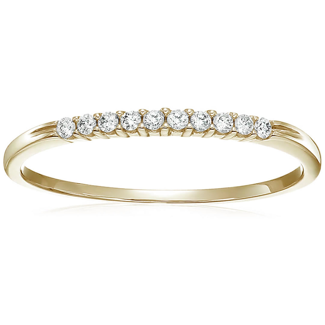 1/10 cttw Petite Diamond Wedding Band for Women in 10K Yellow Gold Prong Set, Size 4.5-10