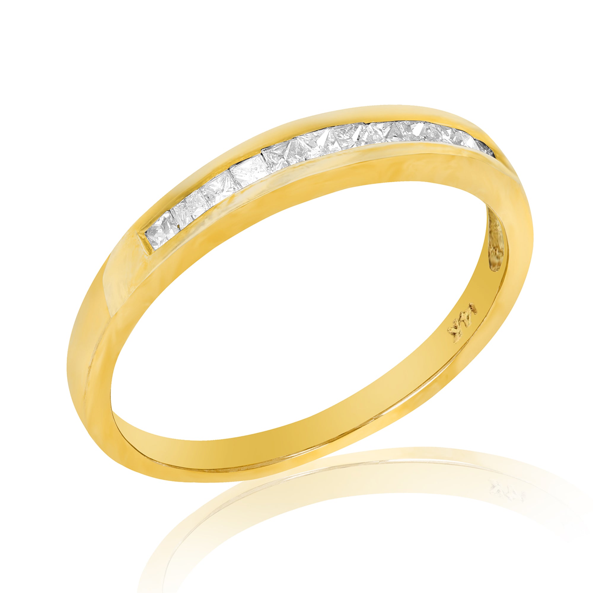 1/4 cttw Princess Cut Diamond Wedding Band 14K Yellow Gold Channel Set Size 7