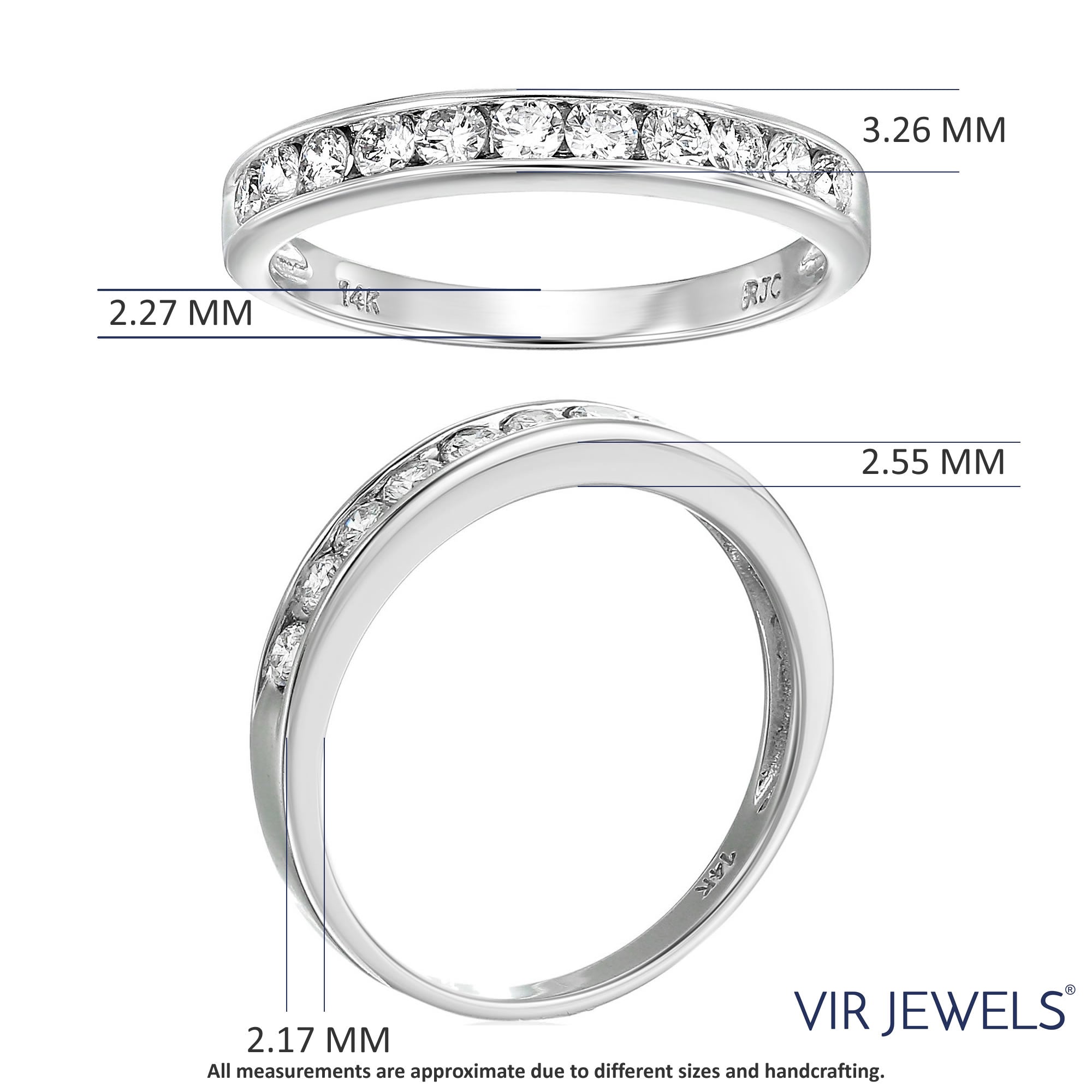 1/2 cttw Diamond Wedding Band For Women, Classic Diamond Wedding Band in 14K White Gold Channel Set, Size 4.5-10.25