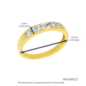 1/2 cttw Princess Diamond Wedding Band 14K Yellow Gold 7 Stones Channel Size 7