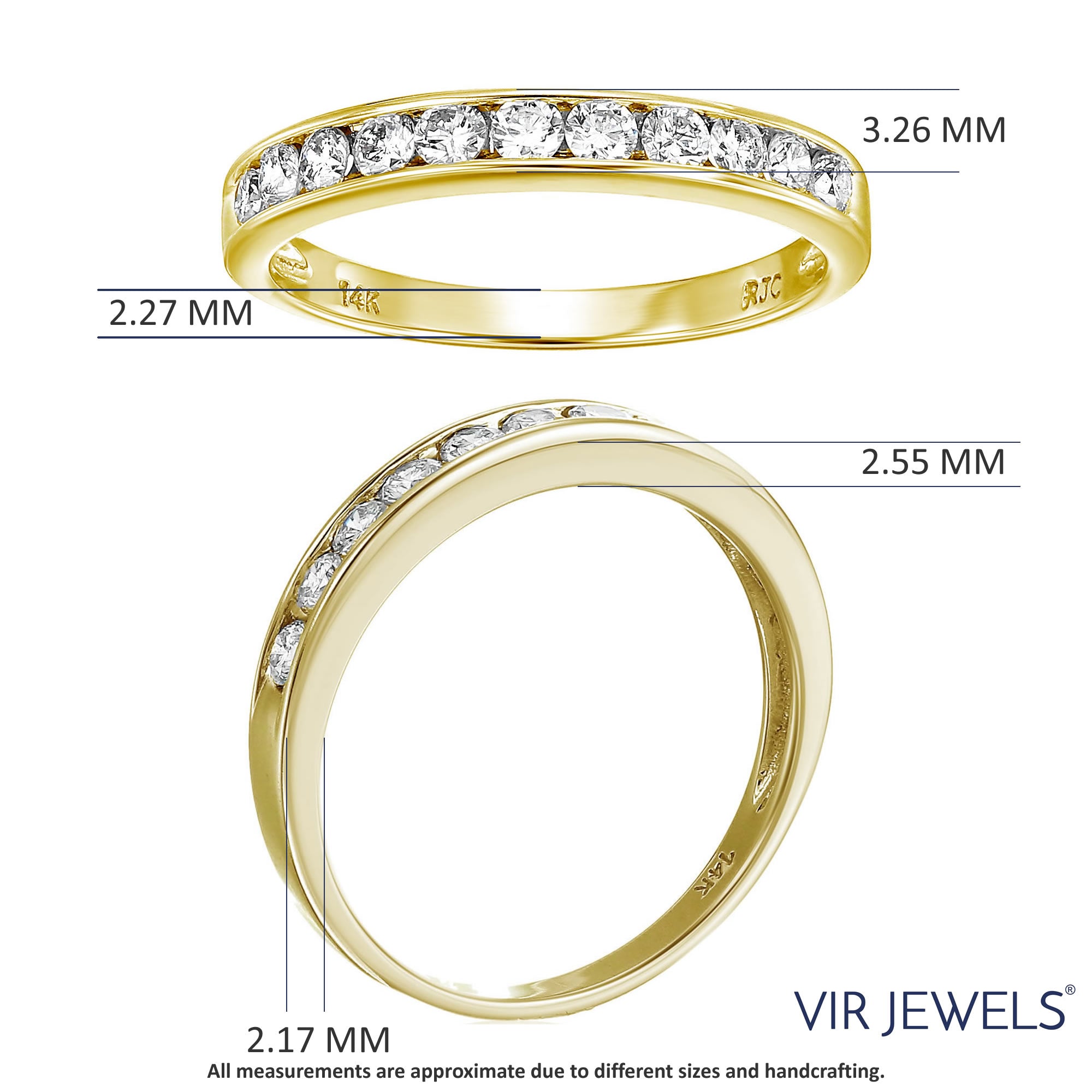 3/4 cttw Diamond Wedding Band for Women, Classic Diamond Wedding Band in 14K Yellow Gold Channel Set, Size 4.5-10