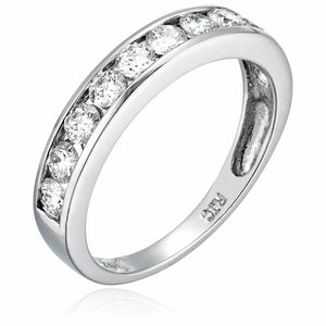 1 cttw Diamond Wedding Band for Women, SI2-I1 Certified 14K White Gold Classic Diamond Wedding Band Channel Set, Size 4.5-10