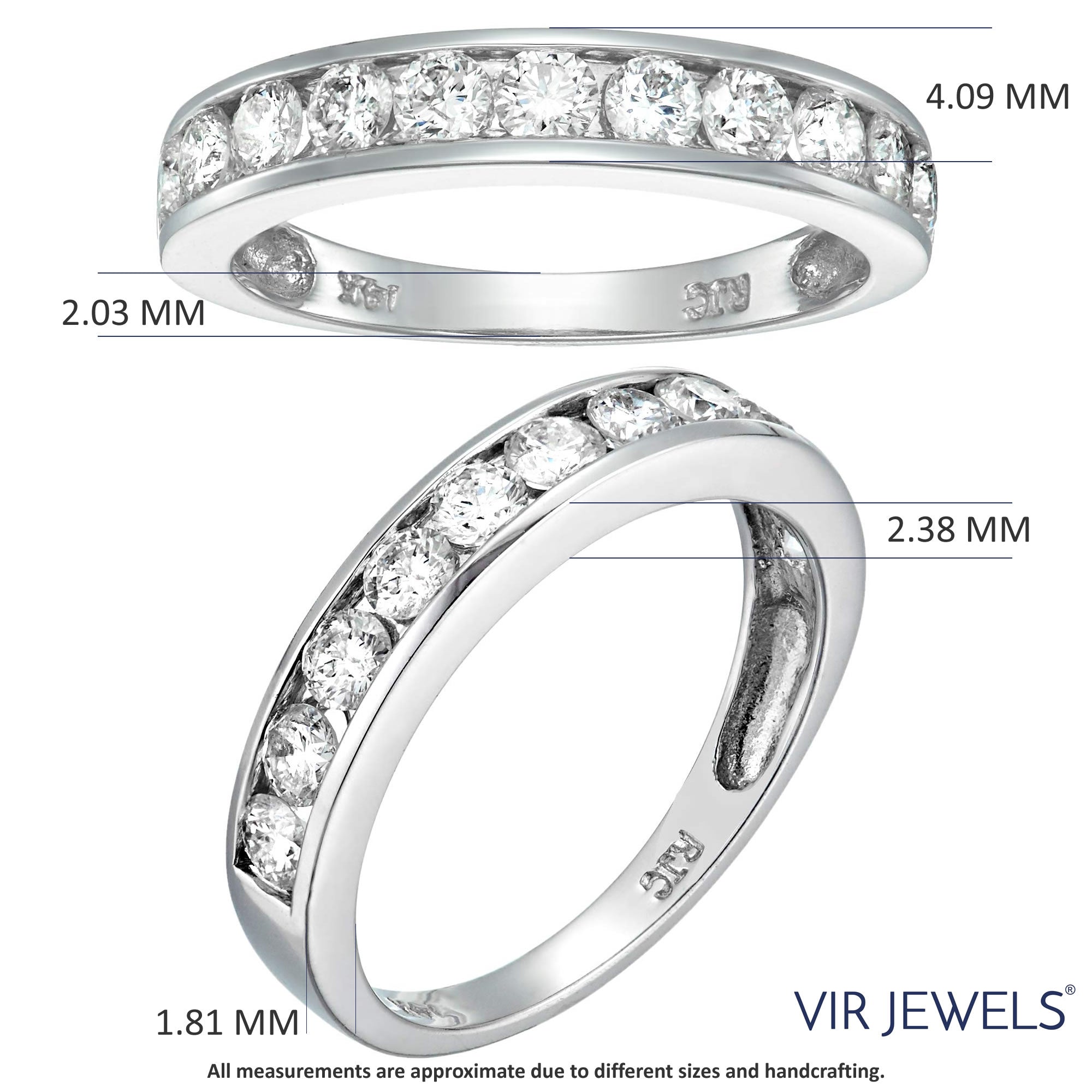 1 cttw Wedding Band for Women, 14K White Gold Classic Diamond Wedding Band in Channel Set, Size 4.5-10