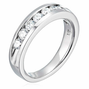 1 cttw Certified SI2-I1 Comfort Fit Diamond Wedding Band 14K White Gold Channel