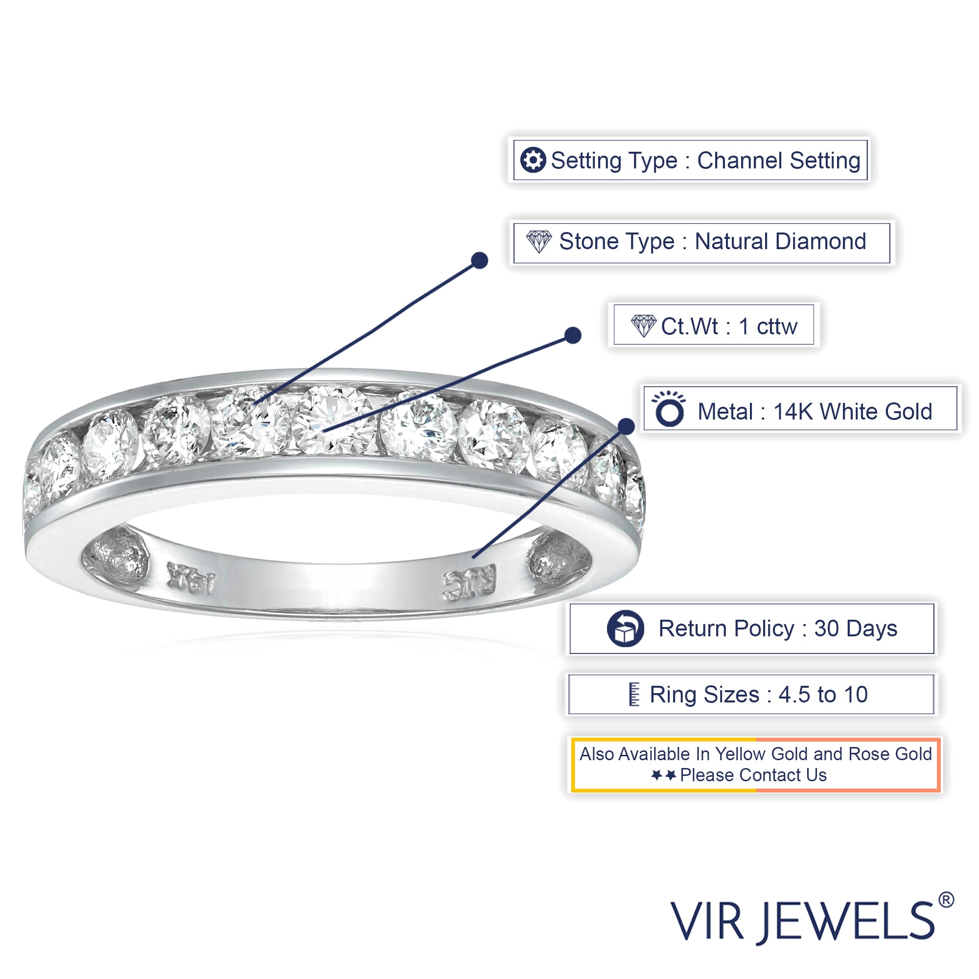 1 cttw Certified SI2-I1 Comfort Fit Diamond Wedding Band 14K White Gold Channel