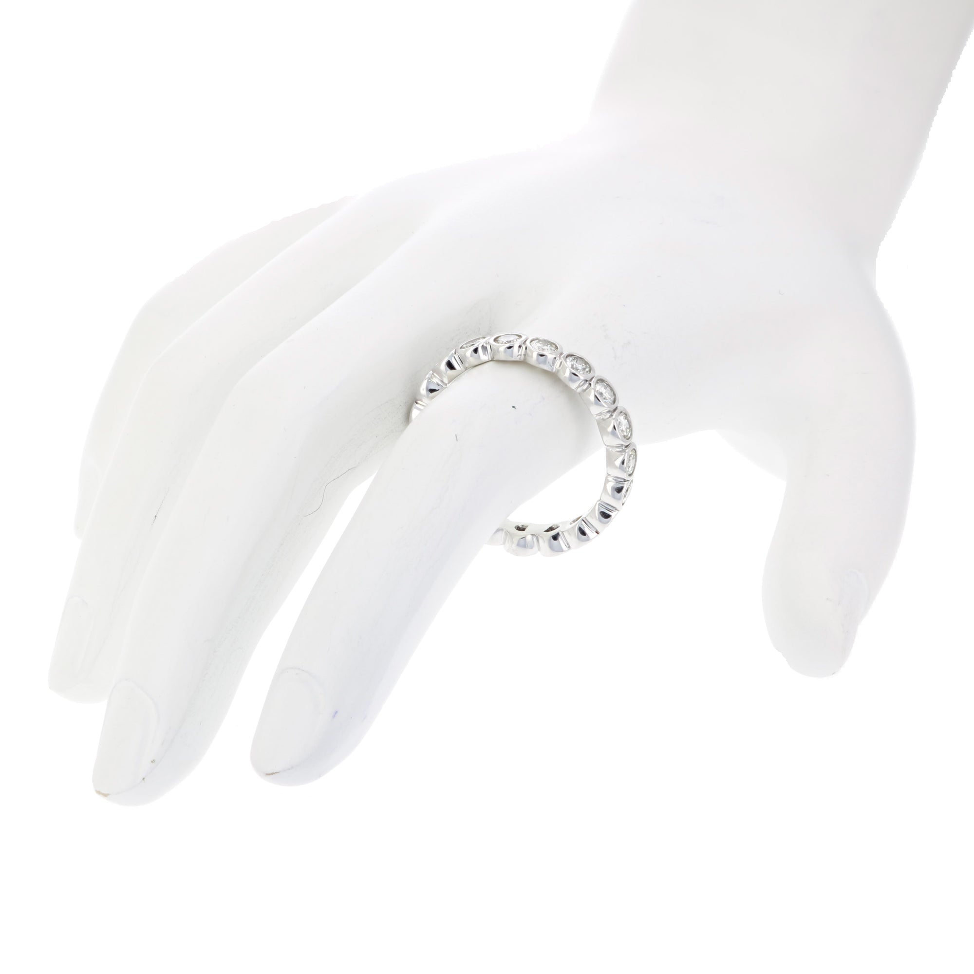 1.50 cttw Diamond Eternity Ring for Women, Wedding Band in 14K White Gold Bezel Set, Size 5-9