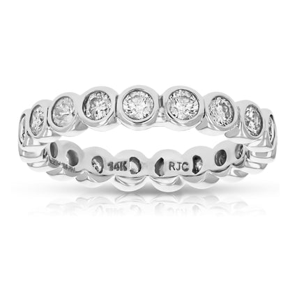 1.50 cttw Diamond Eternity Ring Wedding Band 14K White or Yellow Gold Bezel Set