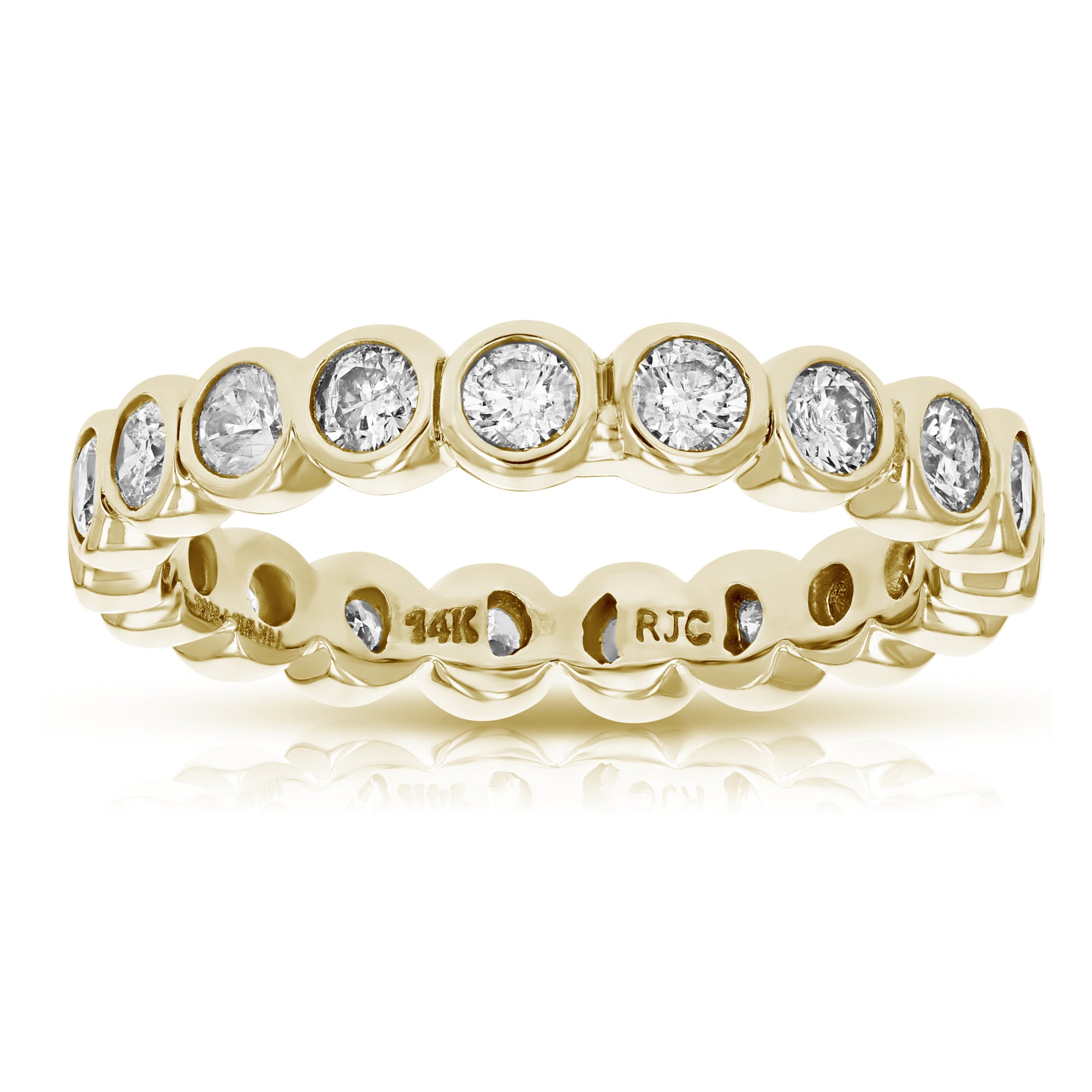 1.50 cttw Diamond Eternity Ring Wedding Band 14K Yellow Gold Bezel Set