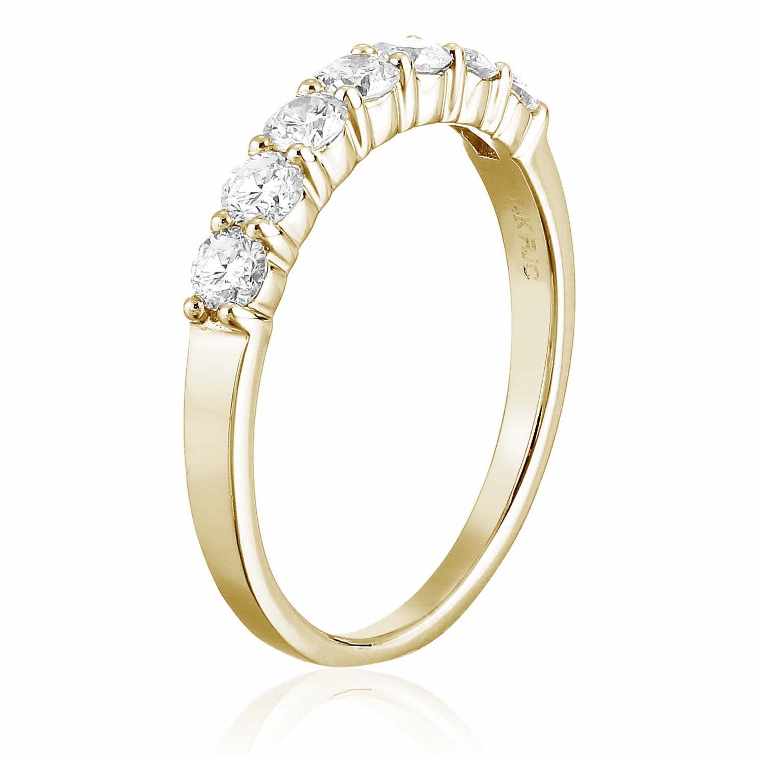 1/2 carat (ctw) Diamond Wedding Anniversary Band for Women, Round Diamond Engagement Ring 14K Yellow Gold Prong Set 0.50 cttw, Size 4-10