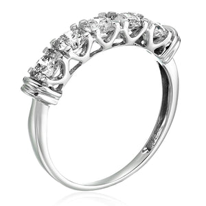 1 cttw Certified SI2-I1 5 Stone Diamond Ring 14K White Gold Engagement I-J Round