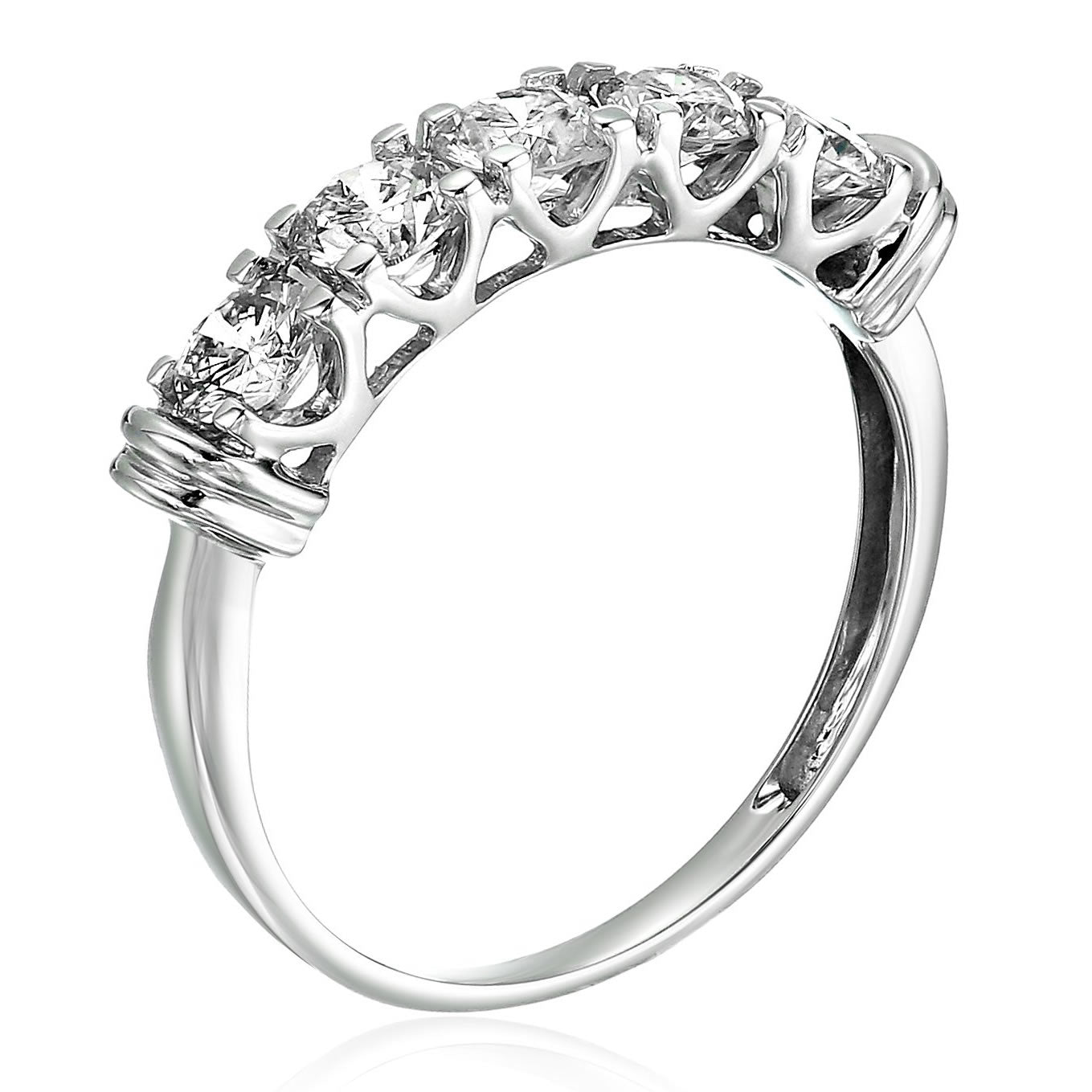 1 cttw Certified I1-I2 5 Stone Diamond Ring 14K White Gold Engagement