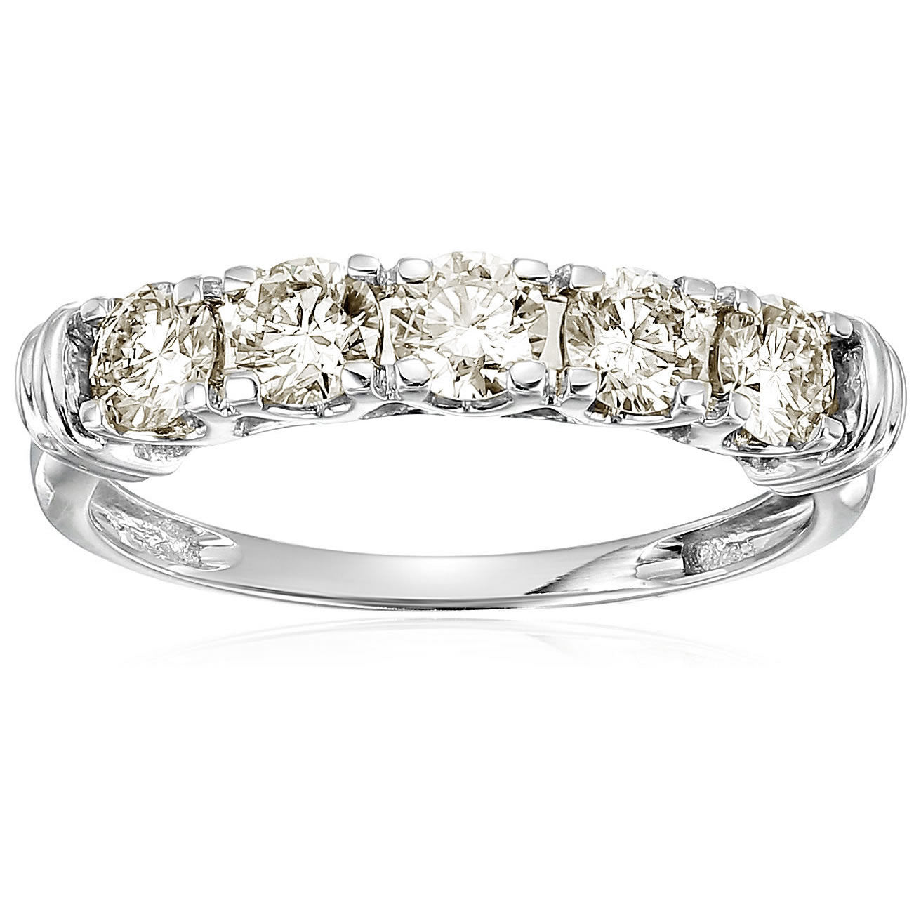 2 cttw 5 Stone Diamond Wedding Engagement Ring 14K White Gold Round