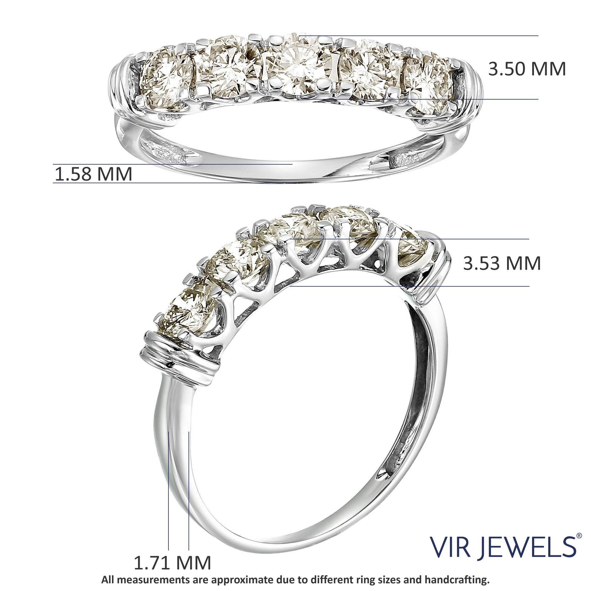1 cttw 5 Stone Diamond Wedding Engagement Ring 14K White Gold Round