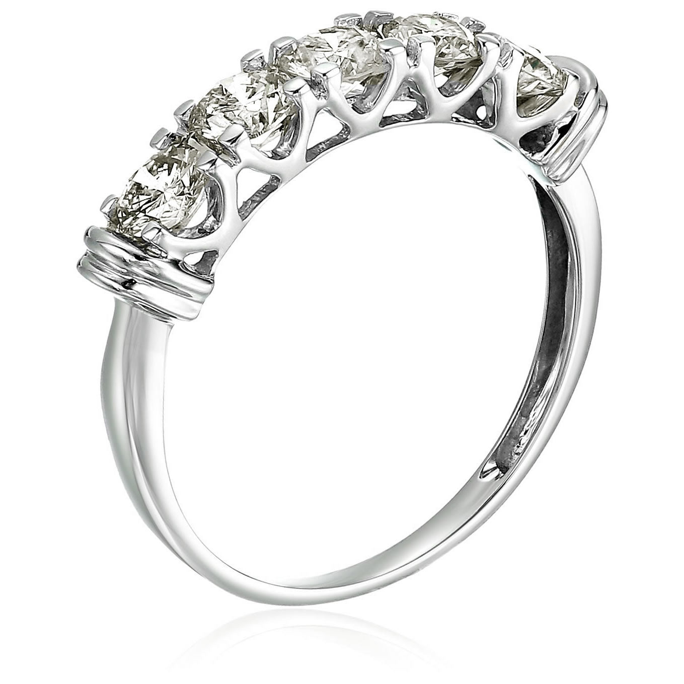 1 cttw Certified SI2-I1 5 Stone Diamond Engagement Ring 14K White Gold