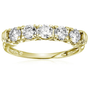 1 cttw 5 Stone Diamond Ring 14K White Gold Engagement Prong Set Round