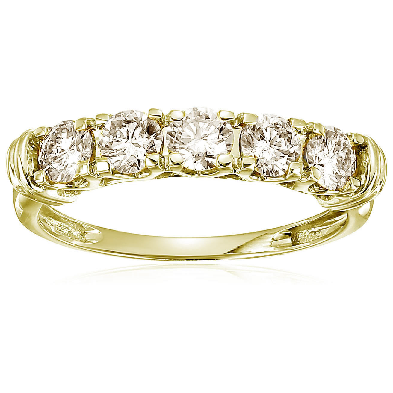 1 cttw 5 Stone Diamond Wedding Engagement Ring 14K Yellow Gold Round