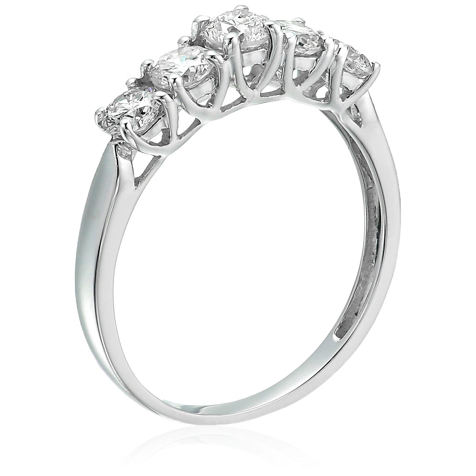 1 cttw Certified I1-I2 5-Stone Diamond Ring 14K White Gold Engagement