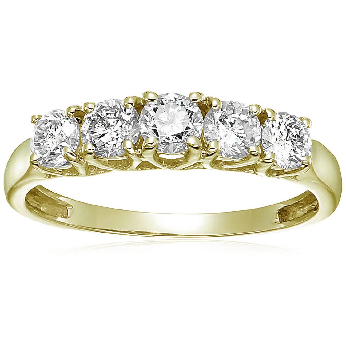 1 cttw Certified I1-I2 5-Stone Diamond Ring 14K Yellow Gold Engagement
