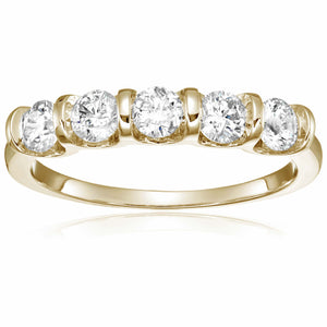 1 cttw 5 Stone Diamond Ring 14K Yellow Gold Engagement Channel Set