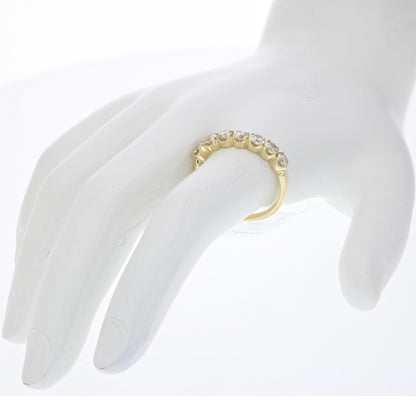 1 cttw Diamond Wedding Band 14K White Gold 7 Stones Prong-Set Round Size 6.5