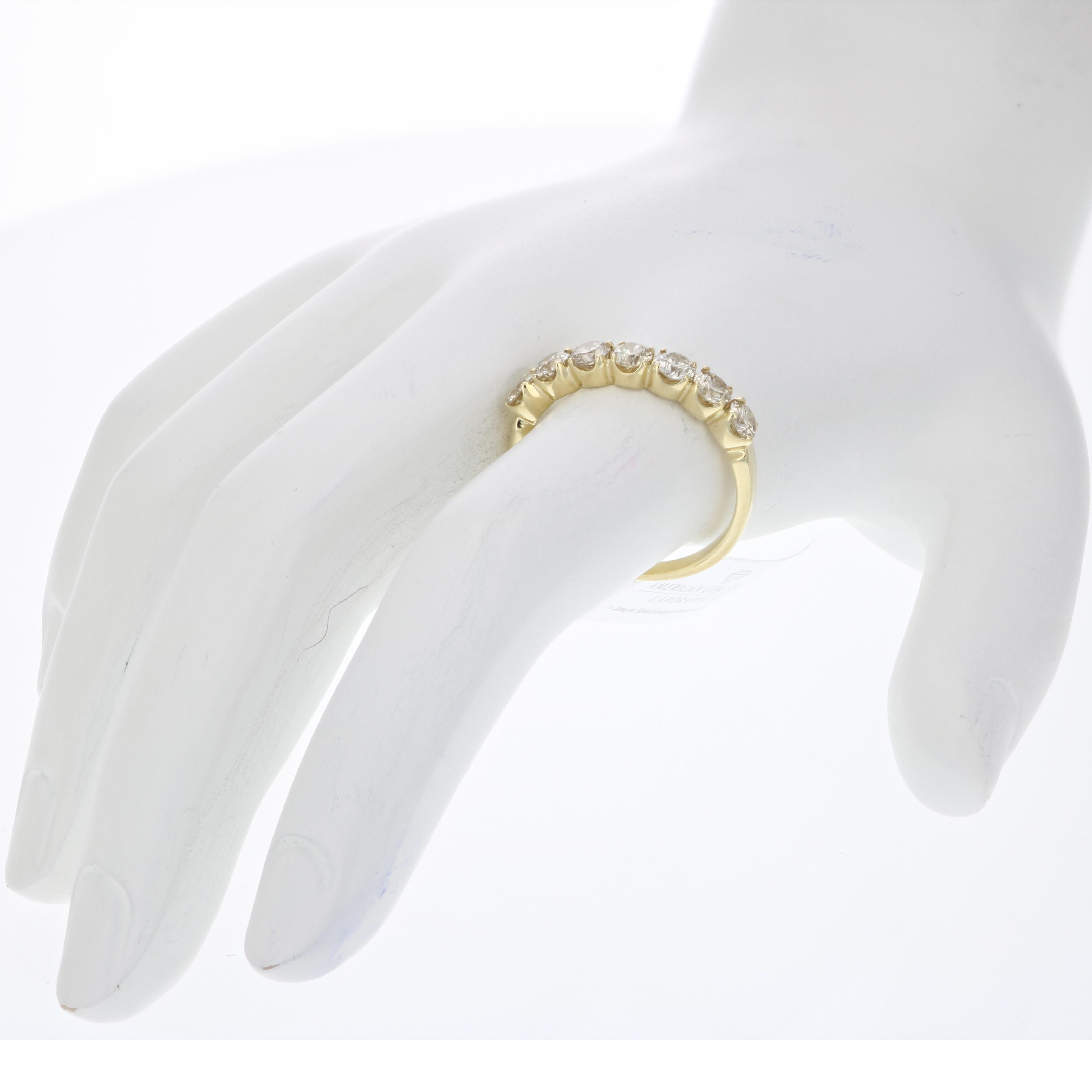1 cttw Diamond Wedding Band 14K White Gold 7 Stones Prong-Set Round Size 8.5