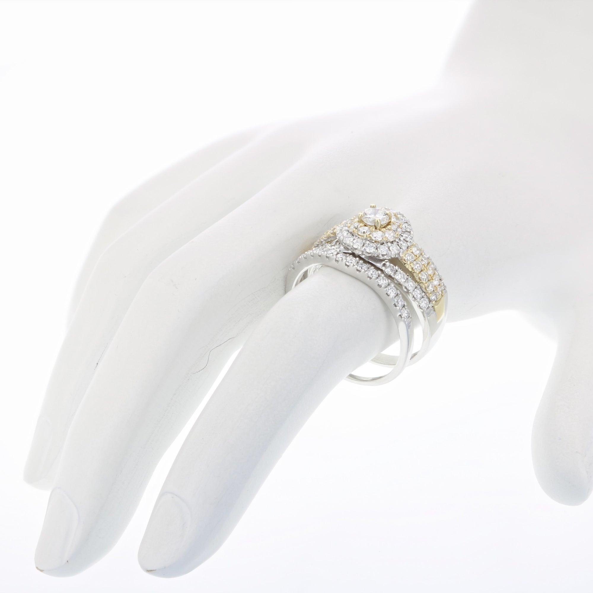 1.50 cttw Diamond Wedding Engagement Ring Bridal Set 14K Two Tone Gold