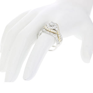 2 cttw Diamond Wedding Engagement Ring Set 14K Two Tone Gold Multi Row Bridal