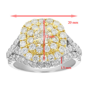 1.87 cttw Diamond Wedding Engagement Ring Set 14K White Yellow Gold Bridal