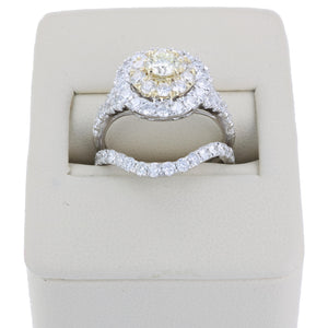 2 cttw Diamond Wedding Engagement Ring Set 14K Two Tone Gold Bridal Curve Style